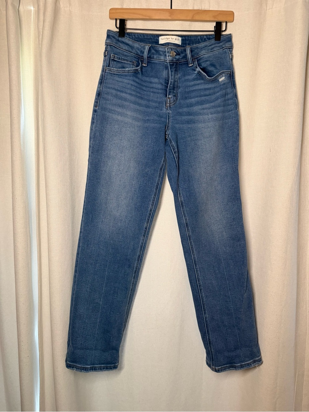 High-Rise Straight Jeans in Classic Blue by Bridge by Stitch
